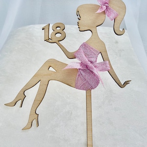 Wooden  Cake Topper Sitting Girl Lady Figure Birthday Party