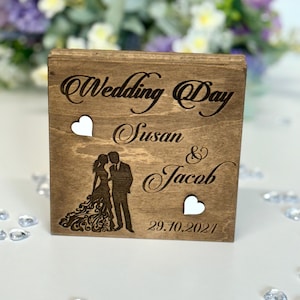 Caja de madera personalizada para bodas, hucha, regalo de bodas, regalo para pareja, billetera para regalo de señor y señora, en cualquier idioma