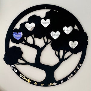 Personalised Tree of Life Round Hanging Modern Wall Art Decoration 40cm,Family tree