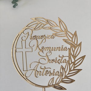 First holy communion,Pierwsza Komunia Swieta  wooden cake topper-any name,