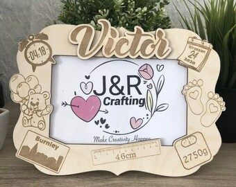 New Baby Wooden Photo Frame Personalised Baby Frame,Engraved Photo Frame ,New Baby Gift