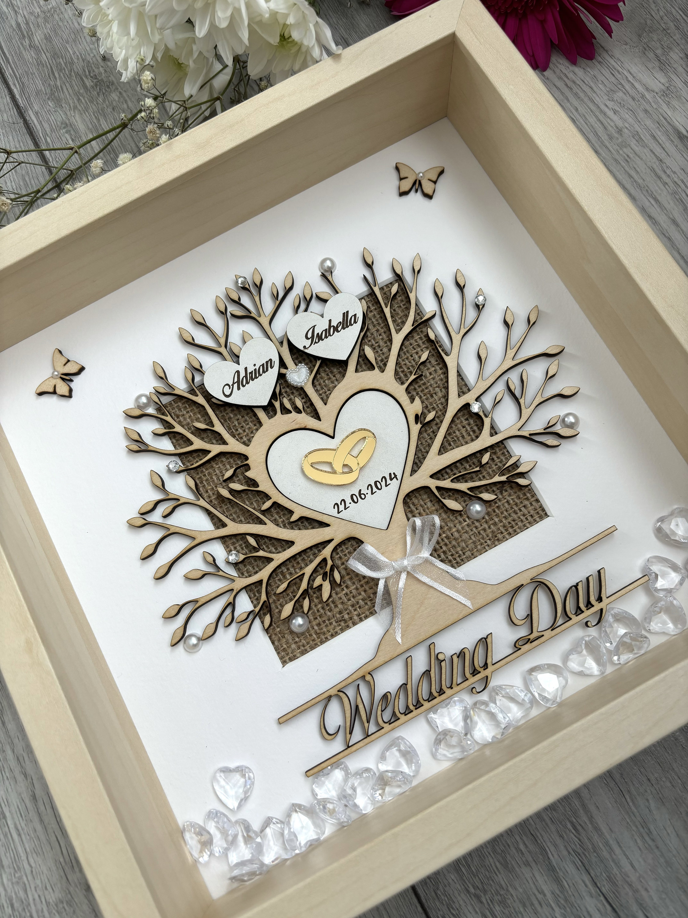 Personalised Family Tree, 3D Box Family Frame, Wedding Day Gift ...