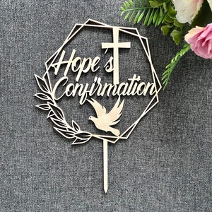 Confirmation,Christening , Baptism Cake topper ,Wooden Decorations-Any name