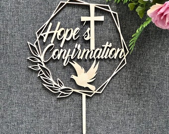 Confirmation,Christening , Baptism Cake topper ,Wooden Decorations-Any name