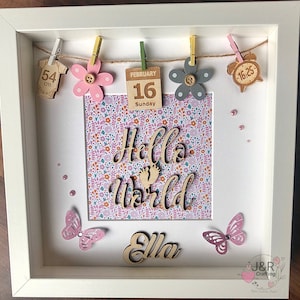 Personalised 3D Box Frame , New Born Baby, Birthday,Christening Gift
