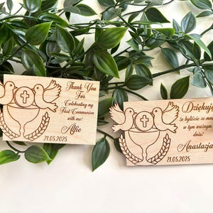 Personalisierte erste heilige Kommunion Holz Magnete Danke Geschenk, Andenken, Jede Sprache, Kommunion Geschenk,