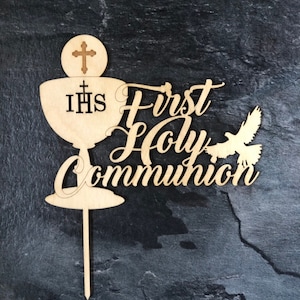 First holy communion, cake topper ,wooden decorations