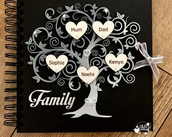 Personalised Scrapbook, Family Tree, 8x8 Black Guest book, Photo Album