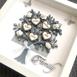 Personalised family tree,3D box frame, Family tree gift, 27cm x 27cm