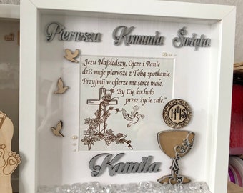 First Holy Communion 3D Box Frame Gift Keepsake , Pierwsza Komunia Swieta