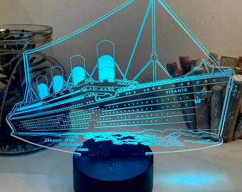 Lámpara decorativa con luz nocturna para barco Titanic, cambio de 16 colores