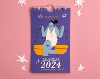 2024 calendar, zodiac calendar, artist calendar, illustrated calendar, mini wall calendar, year calendar, desk calendar, 2024 wall calendar