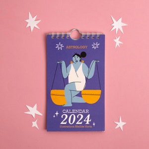 2024 desk calendar about zodiac signs. can also be a wall calendar.