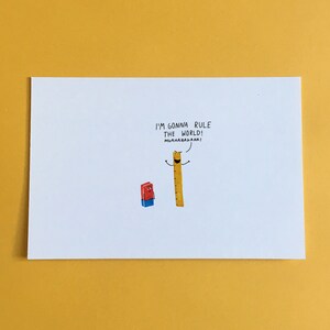 6 cartes postales de jeux de mots drôles, paquet de cartes de blagues, cadeaux drôles, carte postale cadeau illustrée, carte de Saint-Valentin, ensemble de cartes postales illustrées drôles, paquet de cartes Ruler