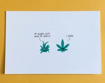 weed Funny Puns postcards, Jokes card Pack, funny Gifts, gift postcard, funny gift, funny illustrated postcards set, stoner gifts for her