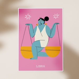 libra art, libra poster, astrology poster, libra zodiac, libra birthday gift, astrology, zodiac print, illustration, libra wall art