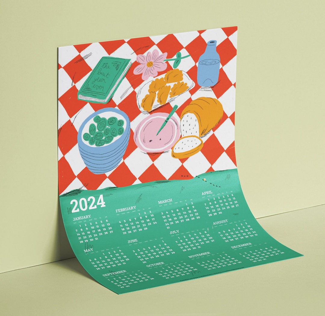 Buy Fun Picnic 2024 Printable Calendar, 2024 Year Calendar, A3 Calendar