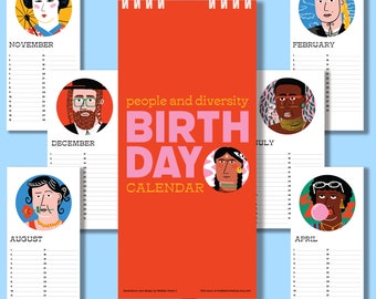 perpetual birthday calendar, printable perpetual calendar, people calendar, undated planner, birthday calendar, printable calendar pdf