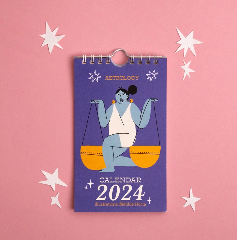 2024 desk calendar about zodiac signs. can also be a wall calendar.