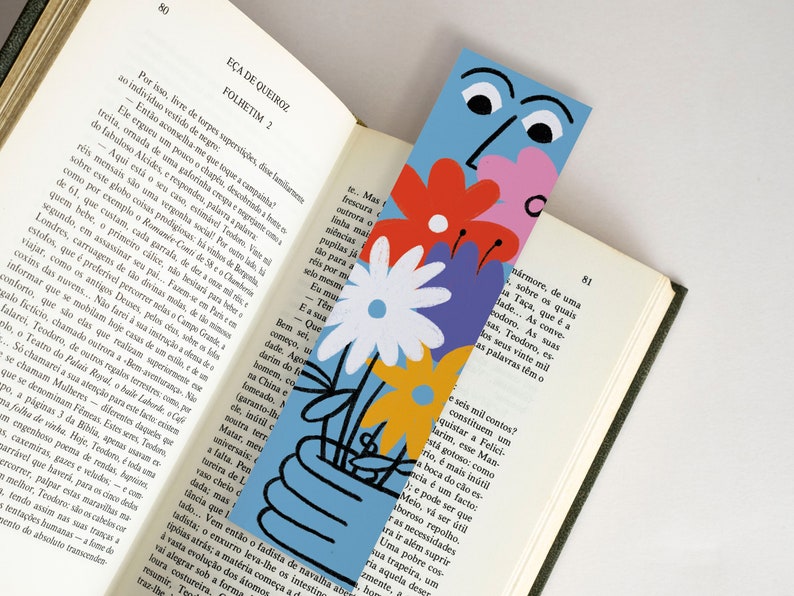 Blue flower Bookmark reading bookmark colourful bookmark Reading Books Save Page image 1
