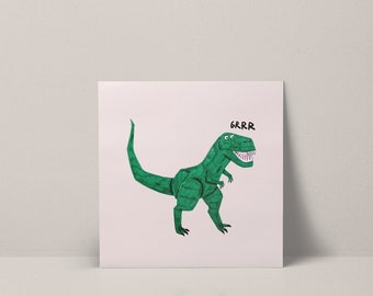 T-rex illustration for kids room, dinosaur digital Print, wall art prints for kids, gift for dinosaur lover, birthday gifts, kids room decor