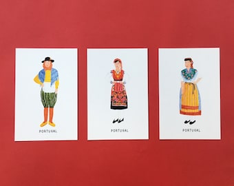 Postcards Portuguese traditional Costumes Portugal
