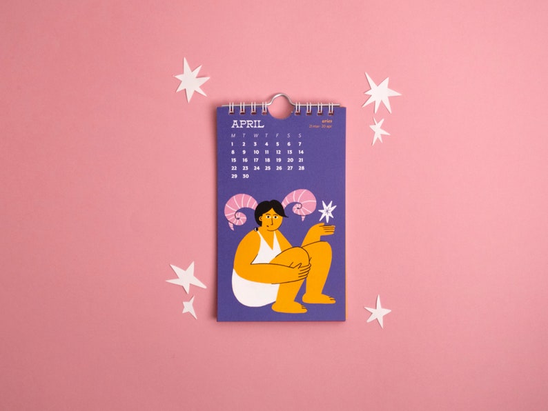 2024 calendar, zodiac calendar, artist calendar, illustrated calendar, mini wall calendar, year calendar, desk calendar, 2024 wall calendar image 5