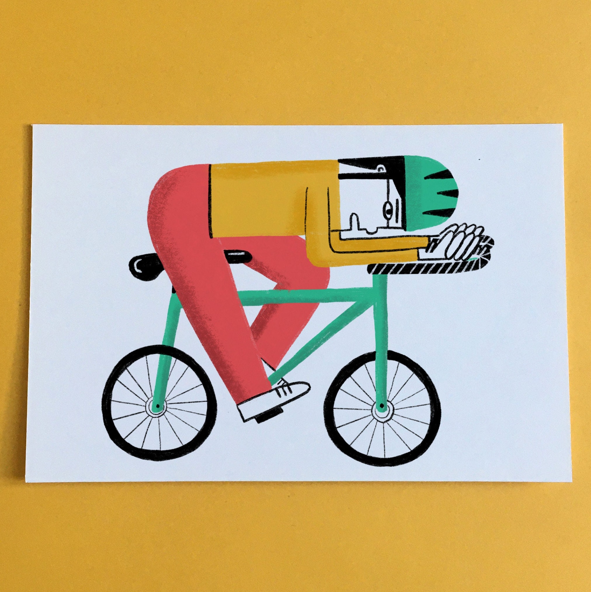 Cyclist Postcard, Bicycle Gifts, Cyclist Gift, Gift for Bicycle