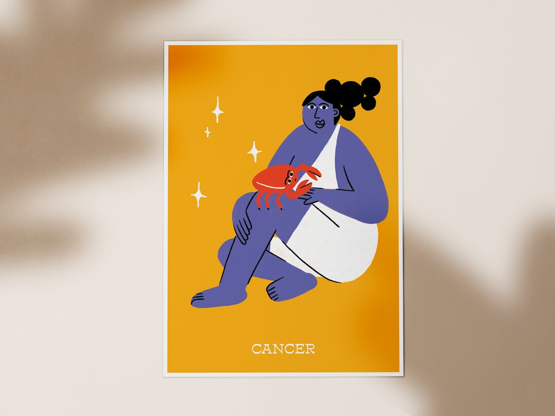 Cancer Wall Art, Cancer Sign Art Print, Cute Zodiac Sign Birthday Gift ...