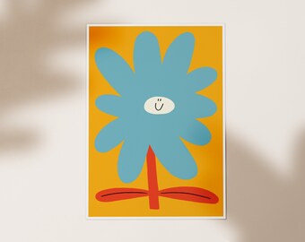 impression de fleurs, jolie impression de plante colorée, fleur minimaliste, décoration murale florale, impression d'art mural pour enfants, impressions de fleurs mignonnes, art mural de chambre d'enfant