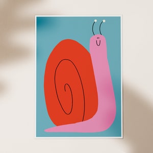 Arte de pared de caracol, estampado animal, estampado animal lindo, decoración de pared de sala de juegos, arte de pared infantil, estampados de animales bebés, arte de pared de guardería, ilustración A3