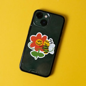 Pegatina para parachoques de abeja, bonita pegatina de abeja, pegatina para portátil, pegatina de flores, pegatina de naturaleza, pegatina para iPhone, bonita pegatina, regalo para amantes de los animales