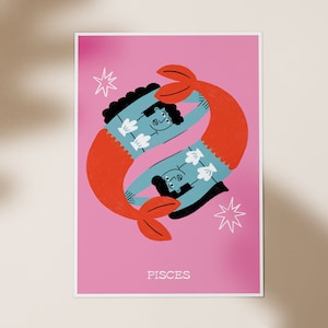 pisces poster, astrology poster, zodiac poster, wall art, zodiac gifts, astrology, pisces, illustration, zodiac, constellation