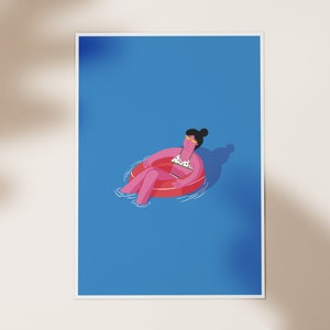 Swimming Pool Print, pool illustration wall art, wall art prints, Summer Wall Decor, Modern Wall Art, illustration, minimalist wall art