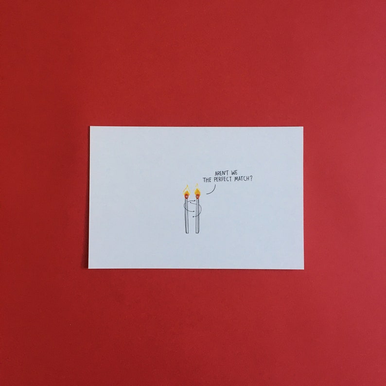 Cartes postales drôles de jeux de mots, paquet de cartes de blagues, cadeaux drôles, carte postale illustrée, carte de la Saint-Valentin, ensemble de cartes postales illustrées amusantes Good Matches