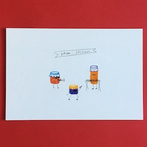 jam session Funny Puns postcards, Jokes card Pack, funny Gifts, illustrated gift postcard, music card, funny postcards pack, jazz card