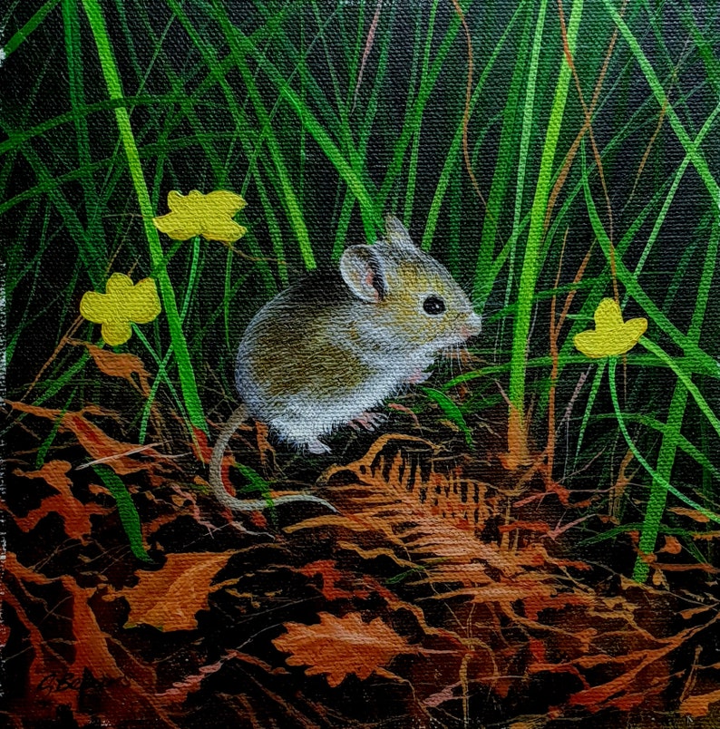 Little Mouse, Original Acrylic Painting, Signed by Artist Gary Bevans