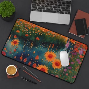 Vibrant Floral Desk Mat - Colorful Desk Accessory, Office Decor, Gift for Garden Lovers, Home Office Essential, Unique Workstation Pad