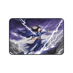 Enchanting Warrior Desk Mat, Gaming Desk Pad, Office Decor, Gift for Him, Office Accessories, Fantasy Art Decor
