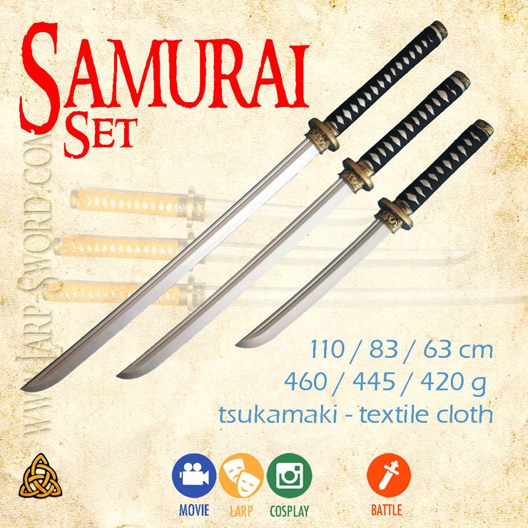 Samuraj Set Larp Swords for Samurai – Katana, Wakizashi, Tanto - Etsy
