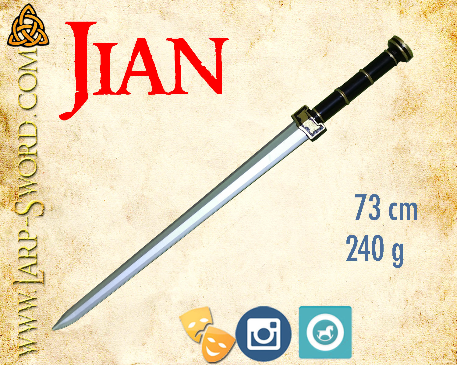 Jian foam sword for larp and cosplay Etsy