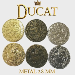 Ducado - Réplica de moneda medieval de metal - Moneda de oro europea para juegos de rol en vivo y juegos históricos