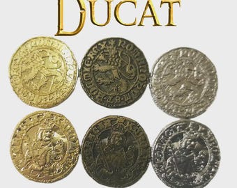 Ducado - Réplica de moneda medieval de metal - Moneda de oro europea para juegos de rol en vivo y juegos históricos