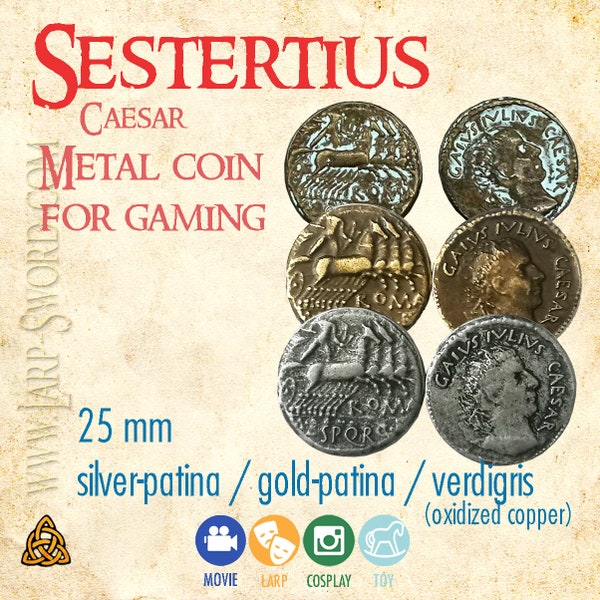 Sestertius metal coin - for gaming and larp