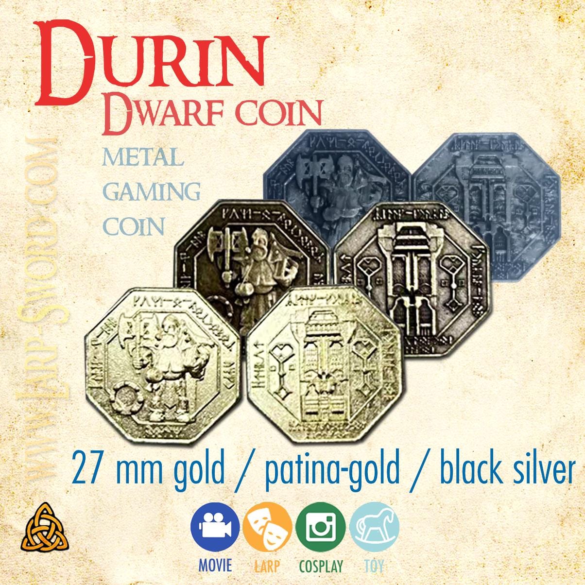ドゥリン - ゲームやLARP用のドワーフの金属コイン - Etsy 日本