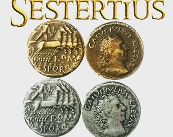 Moneta metallica Sesterzio - Replica Romana - Valuta dell'Antica Roma per LARP e Storia