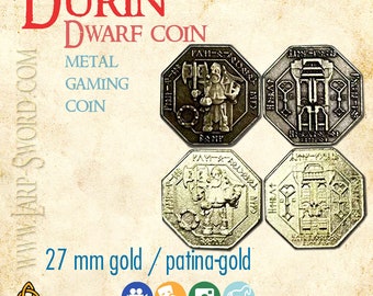 Durin - dwarf metal coin for gaming and larp