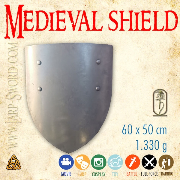 Bouclier de chevalier médiéval pour GN, bataille et cosplay