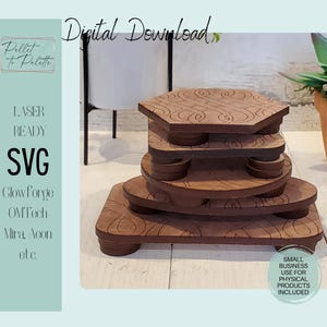 Digital cut file | Laser cut file for Glowforge - download SVG - Swirl Pattern Riser Set | Coordinating riser set for plants and decor