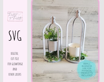 Farmhouse Candle Holder SVG: Laser Cut File, Rustic Cloche (Digital Download)